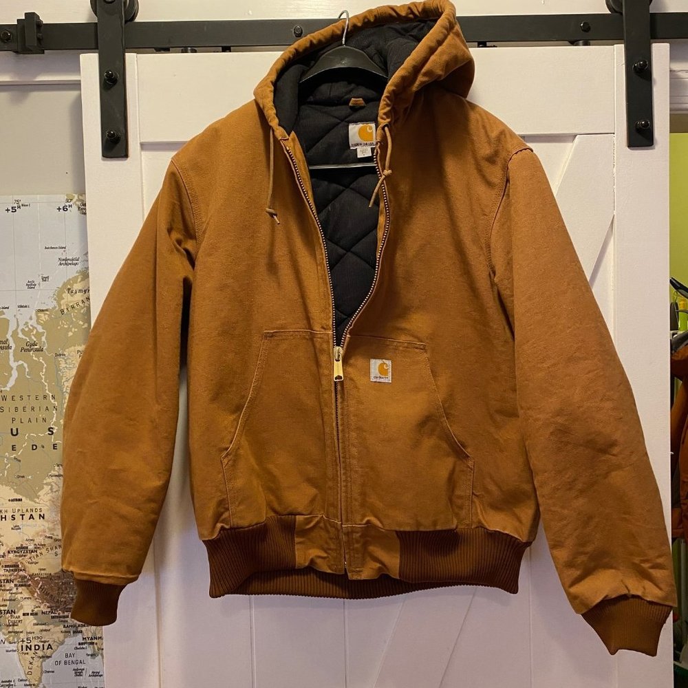 Carhartt Men's Insulated Flannel-lined Hooded Canvas Duck Jacket Coat (Size L)